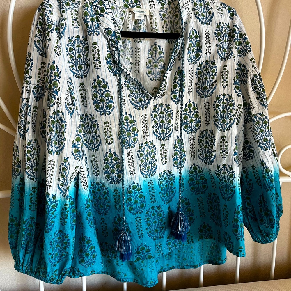 Sundance ombré died peasant top.